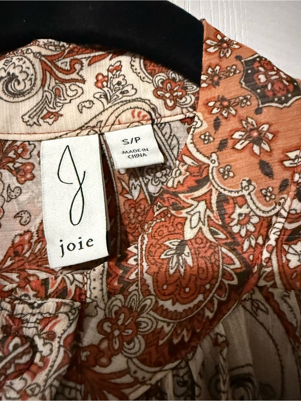 Joie Rust and Cream Paisley Button-Up Blouse - S - Picture 2 of 14